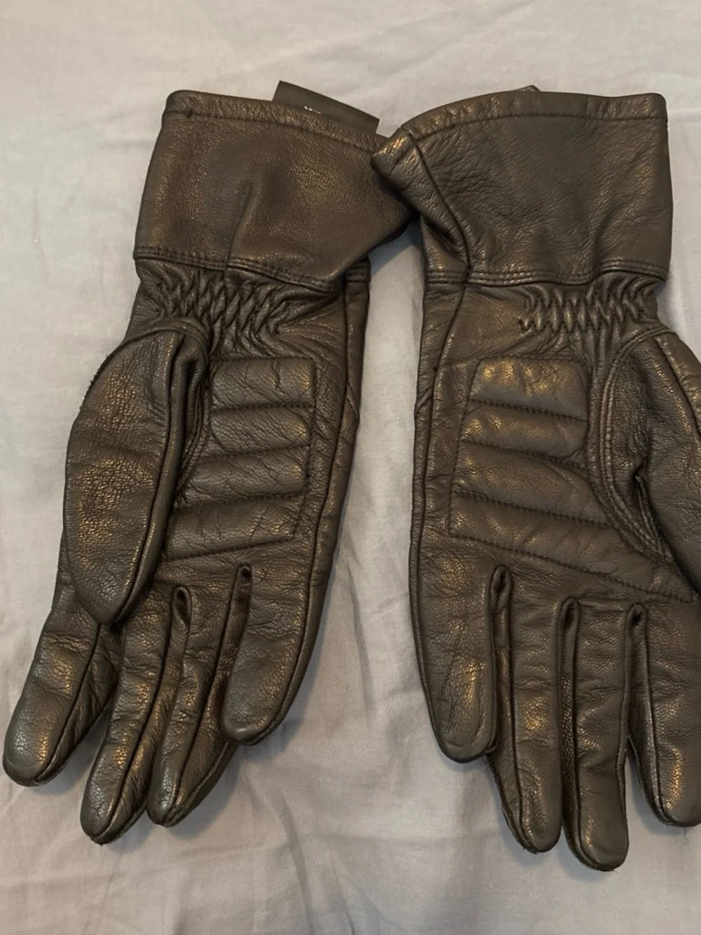 Harley-Davidson Black Leather Riding Gloves with Orange Logo